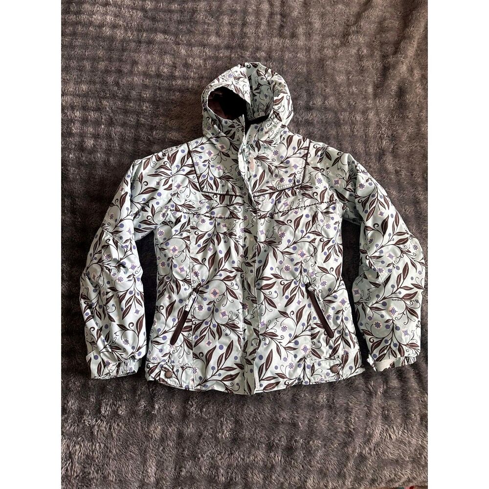 Columbia Youth Girls L 14/16 Omni-Shield Floral Ski Jacket Blue Fleece Coat